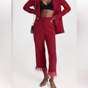 Wayf magenta  Cropped Pants with Feather Hem